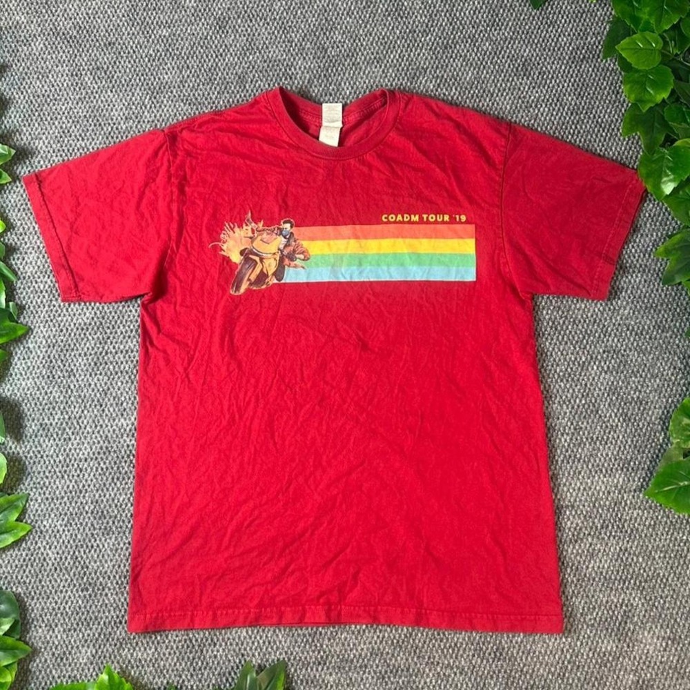 COADM Tour '19 Motorcycle Graphic T Shirt Red Rainbow Tee
